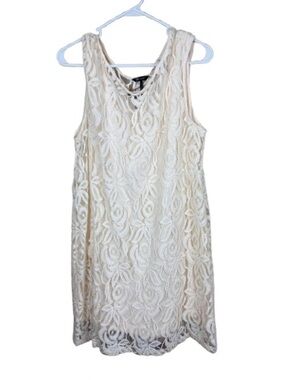 Daisy Fuentes Cream Lace Overlay lace dress